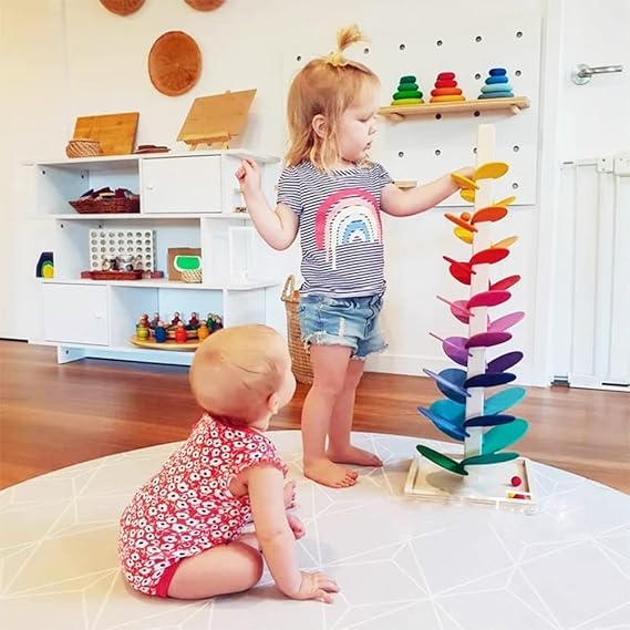 Montessori Rainbow Tower with Balls - Wooden Sensory Toy