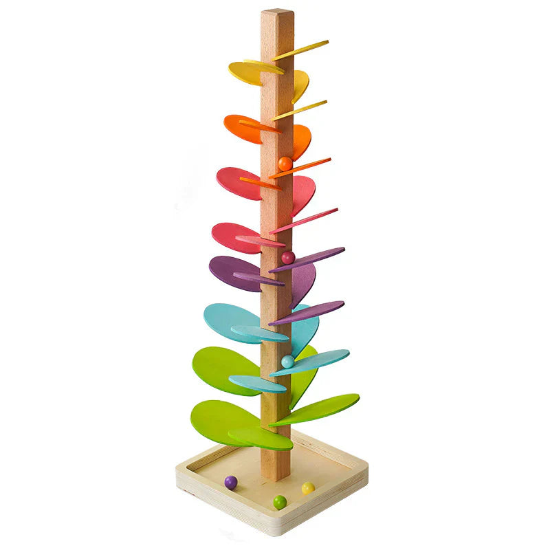 Montessori Rainbow Tower with Balls - Wooden Sensory Toy