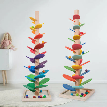 Montessori Rainbow Tower with Balls - Wooden Sensory Toy
