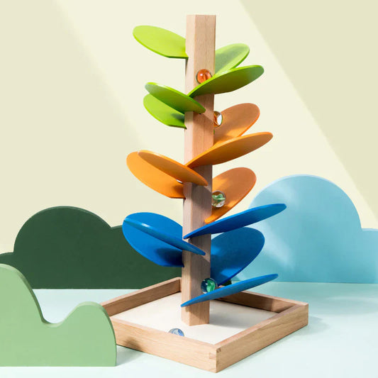 Montessori Rainbow Tower with Balls - Wooden Sensory Toy